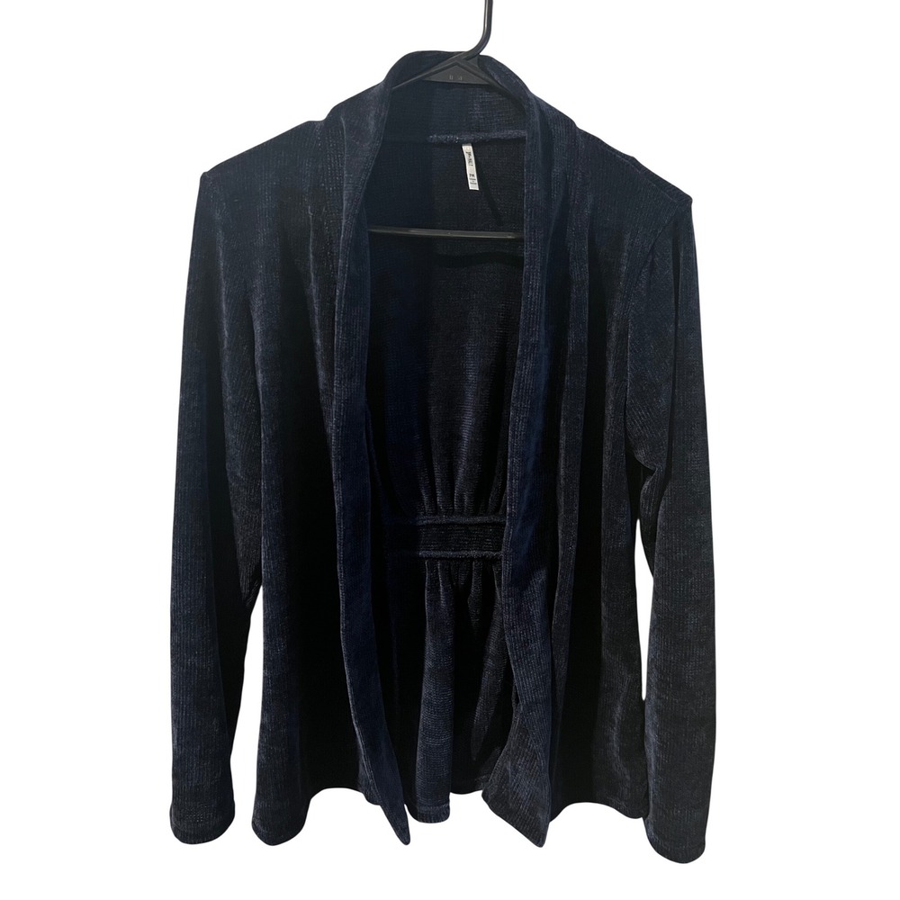 3rd + Malt‎ Navy Blue Corduroy Open Front Cardigan Cinched Back MJ1024P PM